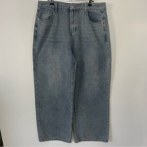 Baggy Faded Blue Wide Leg Jeans, see size note